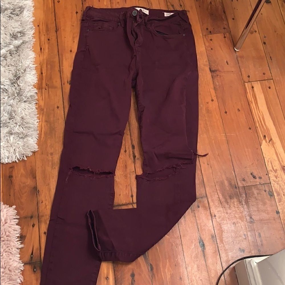 Maroon high rise skinny jeans